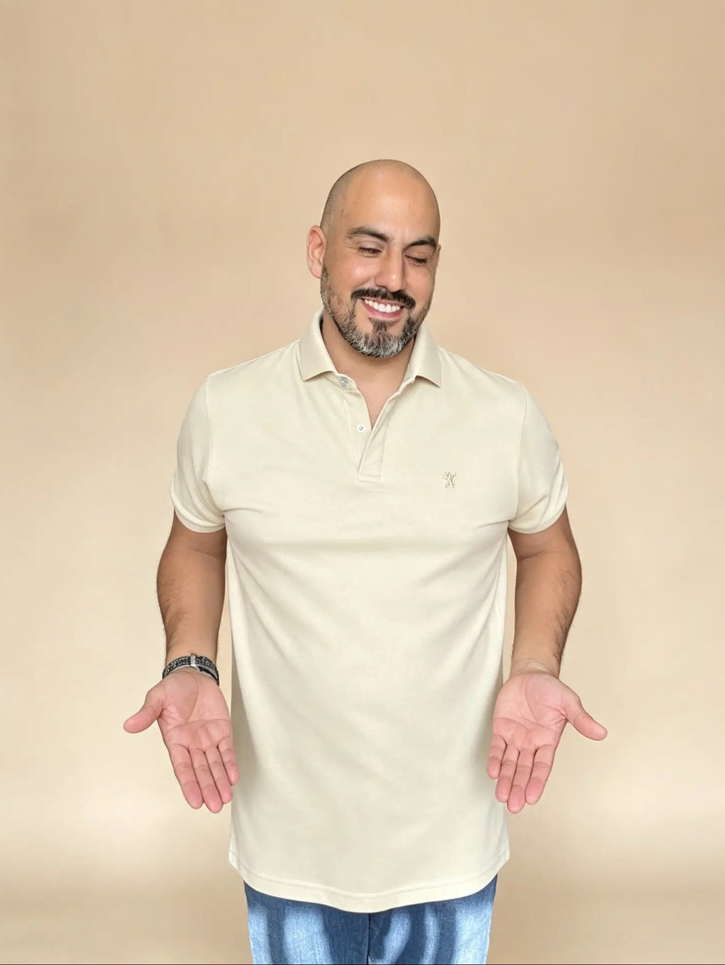 𝗖𝗮𝗺𝗶𝘀𝗲𝘁𝗮 piqué "𝗦𝗼𝗹𝘂𝗺" Beige