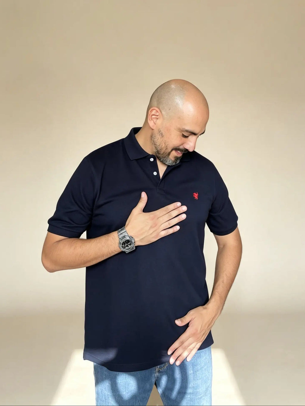 𝗖𝗮𝗺𝗶𝘀𝗲𝘁𝗮 piqué "𝗦𝗼𝗹𝘂𝗺" Azul noche