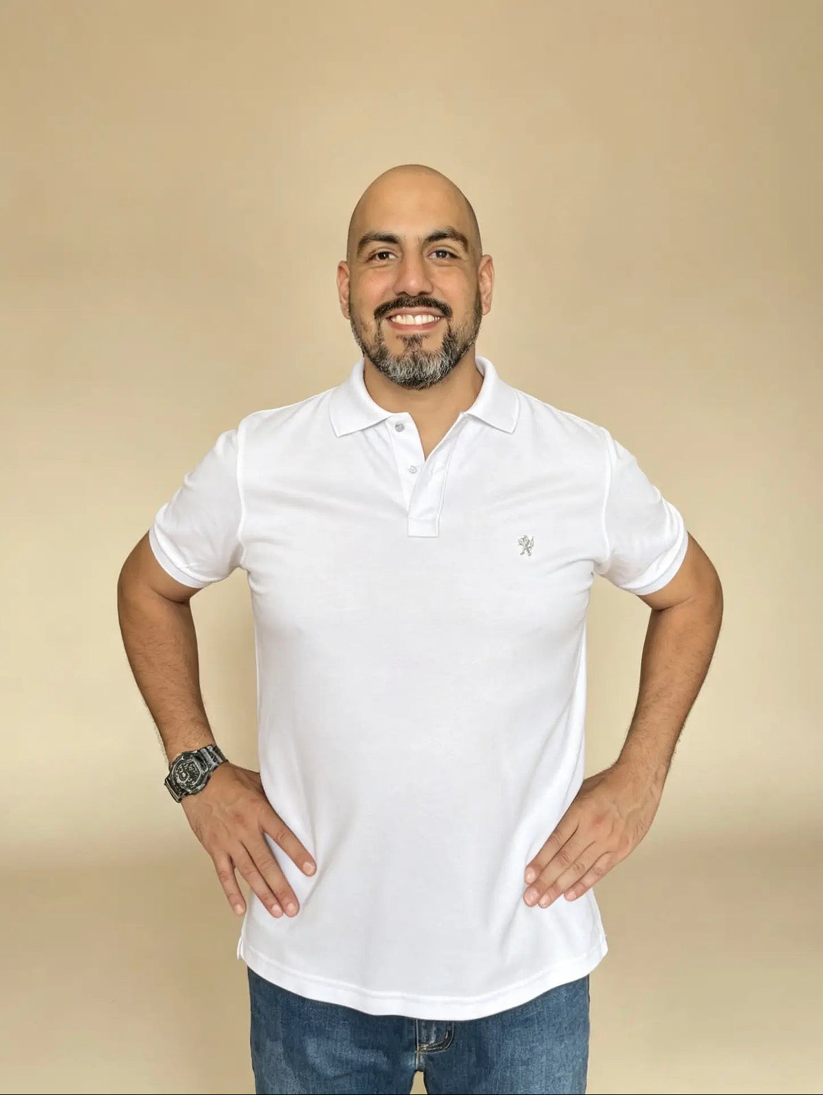 𝗖𝗮𝗺𝗶𝘀𝗲𝘁𝗮 piqué "𝗦𝗼𝗹𝘂𝗺" blanco