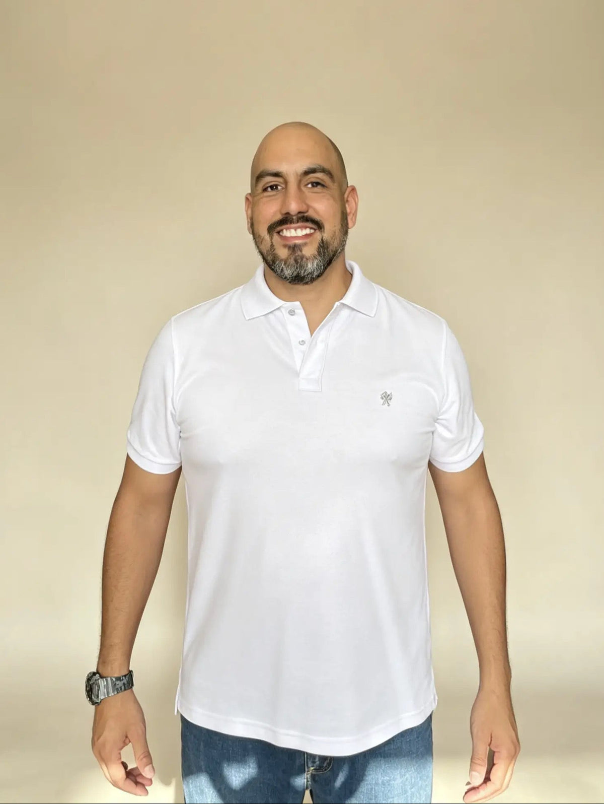 𝗖𝗮𝗺𝗶𝘀𝗲𝘁𝗮 piqué "𝗦𝗼𝗹𝘂𝗺" blanco